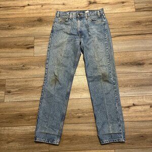 VTG Levis 505 Regular Fit Denim Jeans SZ 34x32 Blue Distressed Orange Tab 90s